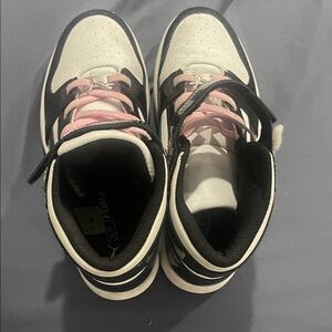 Puma Black and White Sneakers with Pink Accents